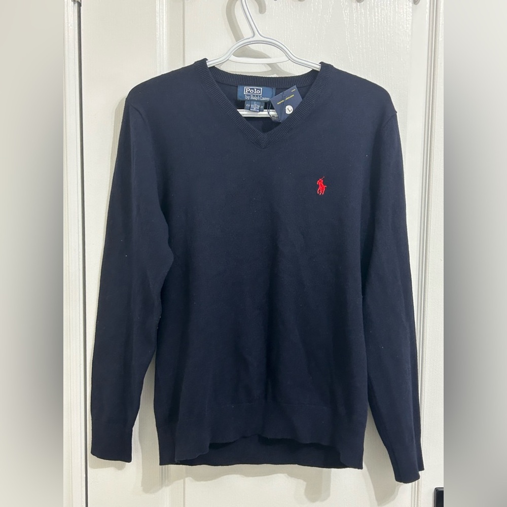 Ralph Lauren Men's Dark Blue V-Neck Sweater